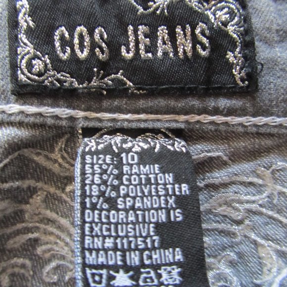 New Women’s COS Jeans Med Rise Gray Embroidered Flap Pockets Jeans size 10 - Picture 8 of 12